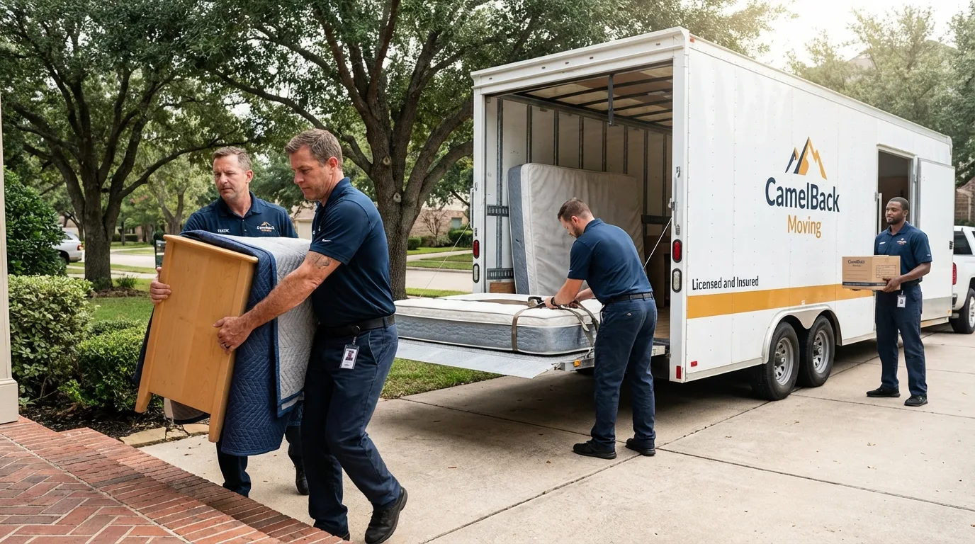 Crew loading residential truck for cross-state move from Pontotoc, MS