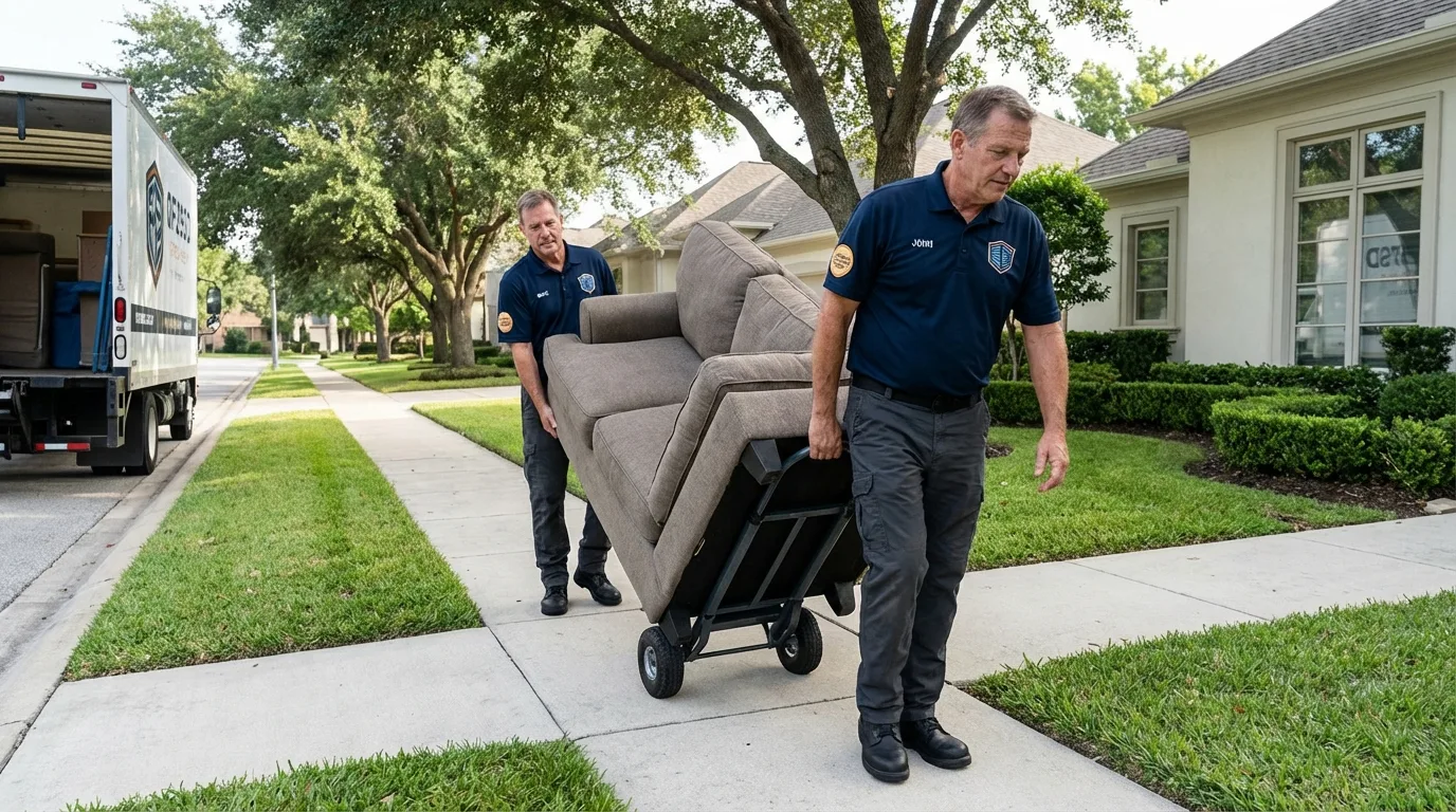 Local residential moving crew loading furniture in Pontotoc, MS