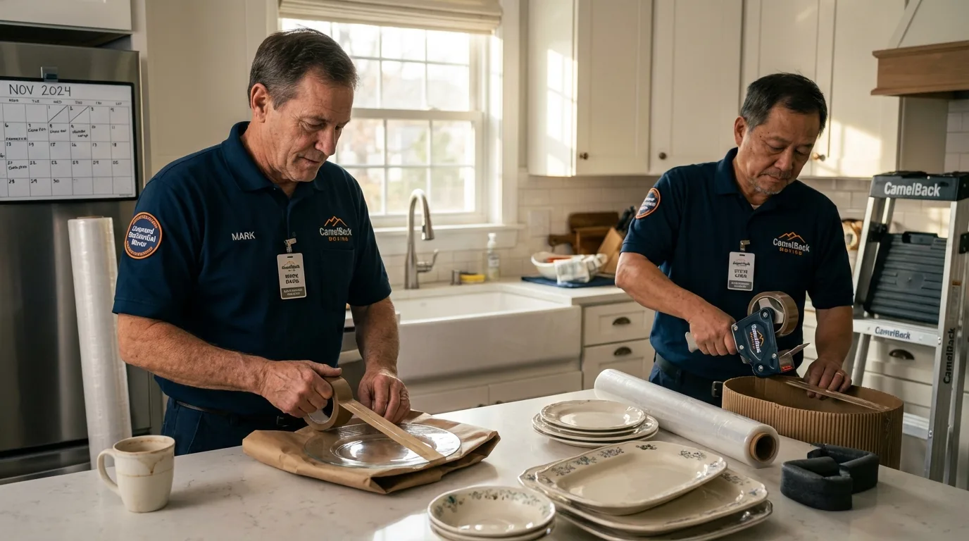 Professional crew packing kitchen dishware in Pontotoc, MS